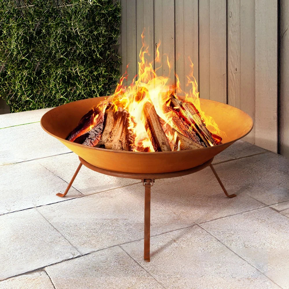 Grillz 70cm Fire Pit Rustic Iron Bowl Outdoor - Home &