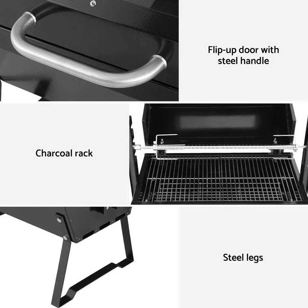 Charcoal grillz bbq grill with caster wheels and side handle rail
