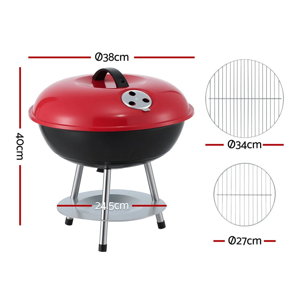 Grillz Charcoal BBQ Grill Portable with Lid for Camping