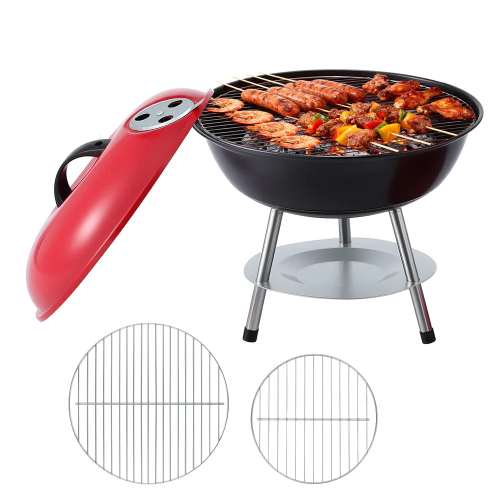 Grillz Charcoal BBQ Grill Portable with Lid for Camping