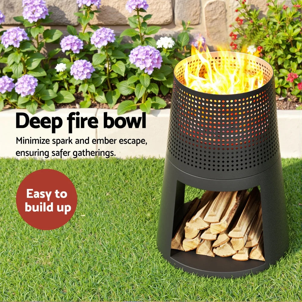 Grillz Fire Pit Deep Bowl Iron Outdoor Fireplace - Home &