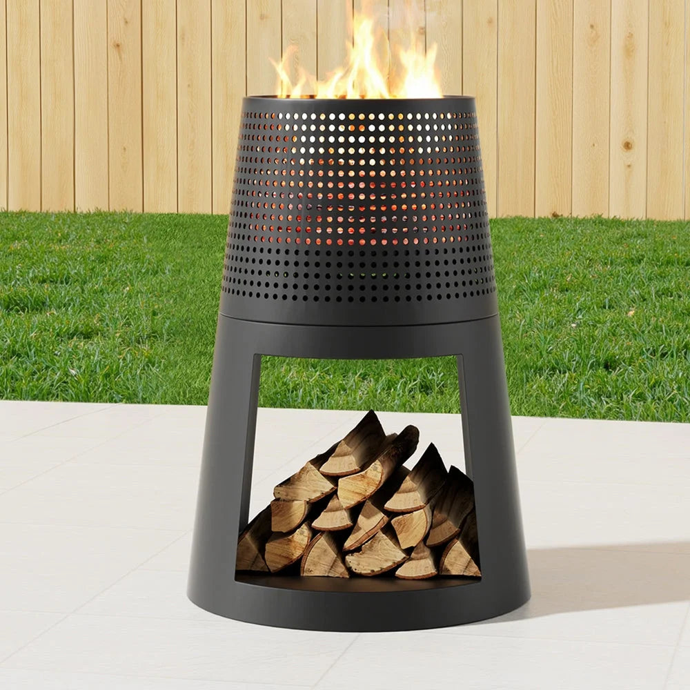 Grillz Fire Pit Deep Bowl Iron Outdoor Fireplace - Home &