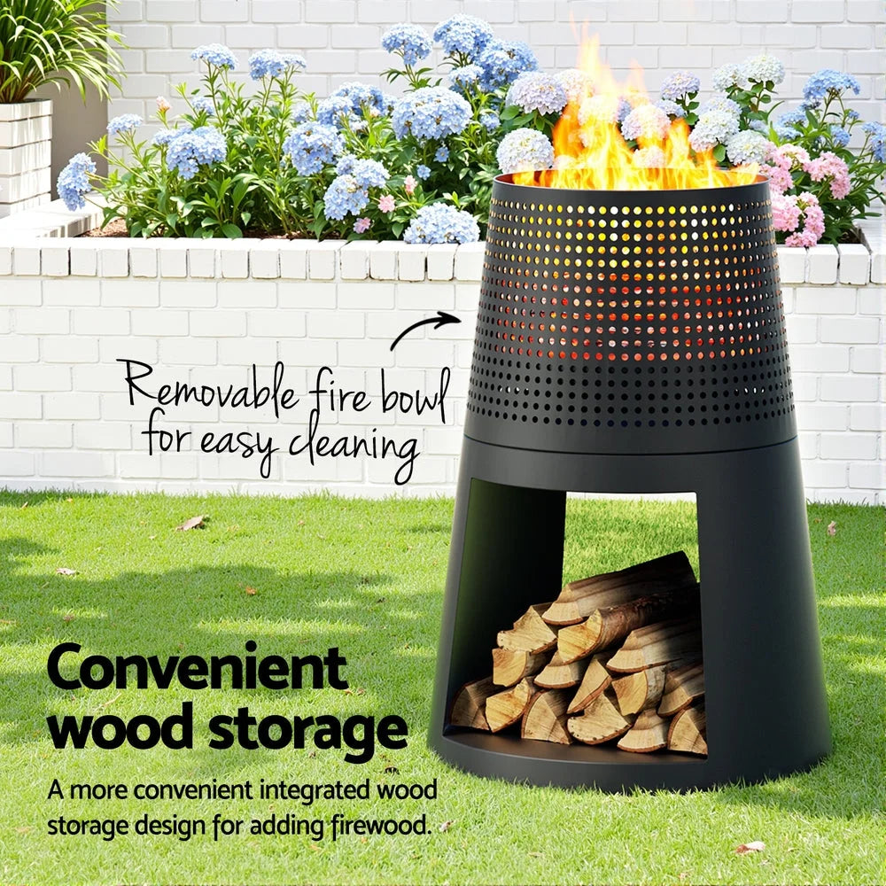 Grillz Fire Pit Deep Bowl Iron Outdoor Fireplace - Home &