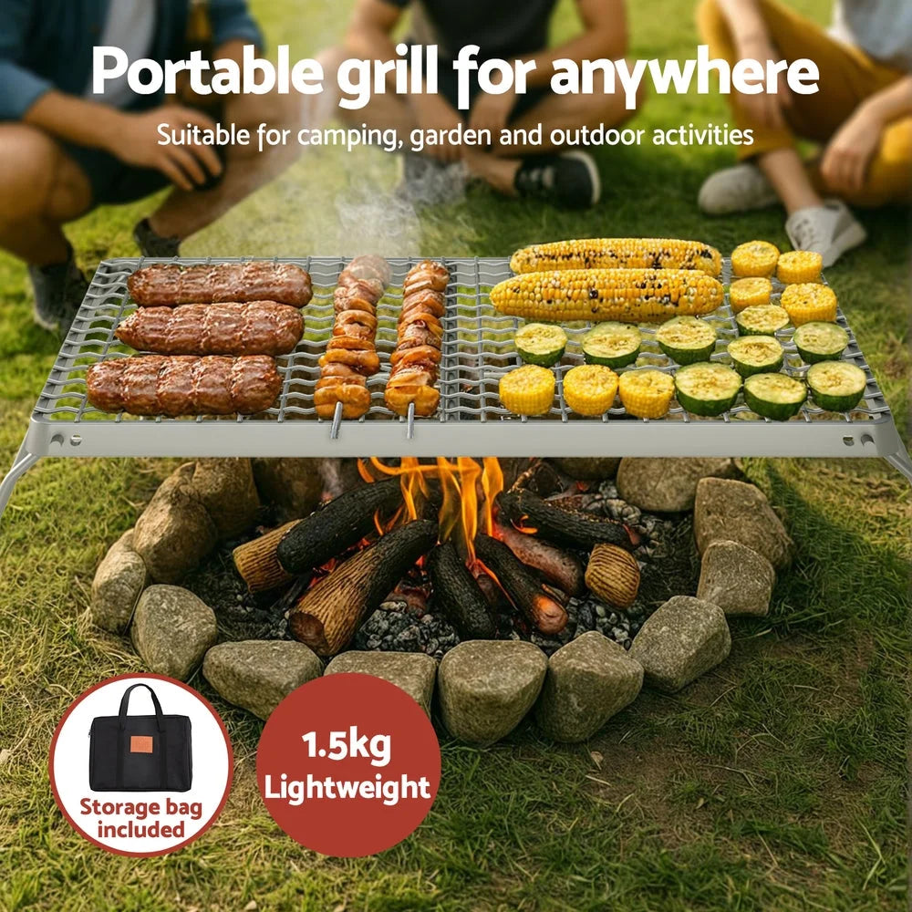 Grillz Portable BBQ Grill Charcoal Smoker Foldable Camping