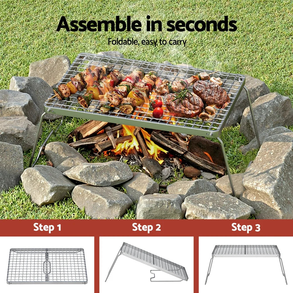 Grillz Portable BBQ Grill Charcoal Smoker Foldable Camping