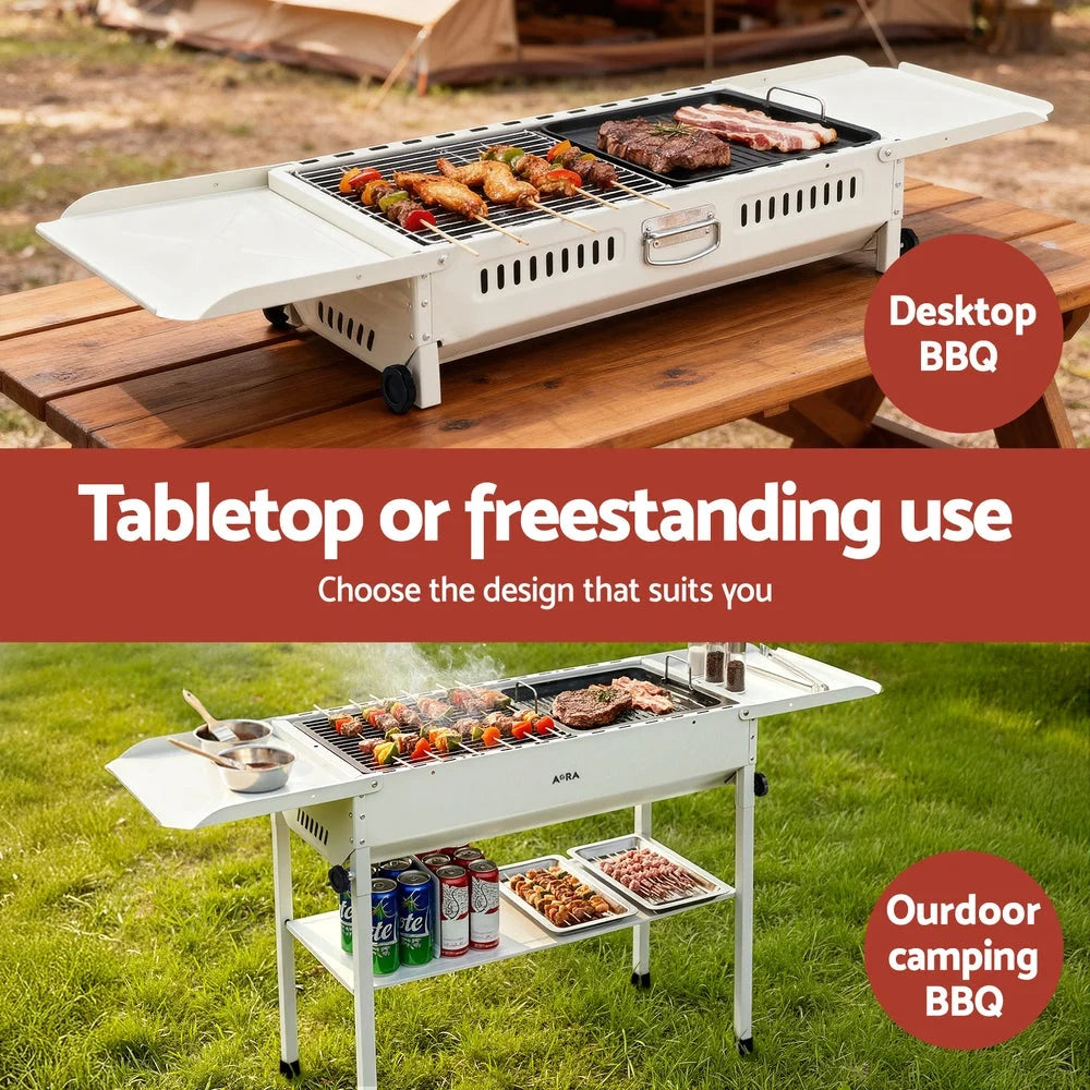 Grillz Portable BBQ Grill w/ Stainless Steel Racks & Pans