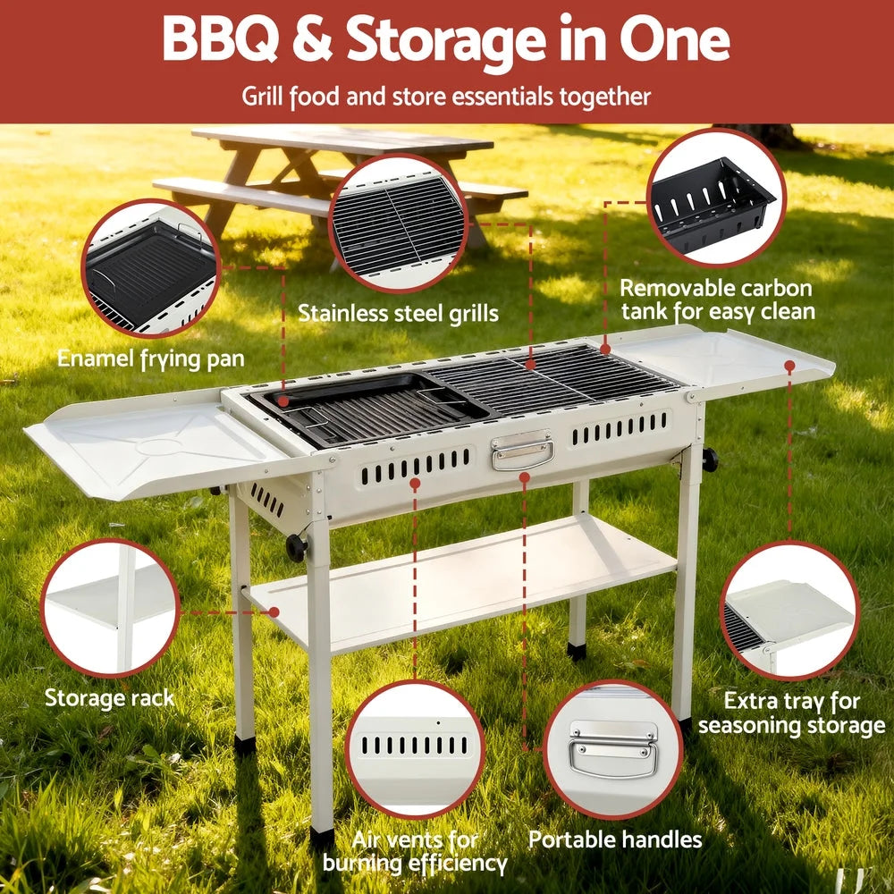 Grillz Portable BBQ Grill w/ Stainless Steel Racks & Pans