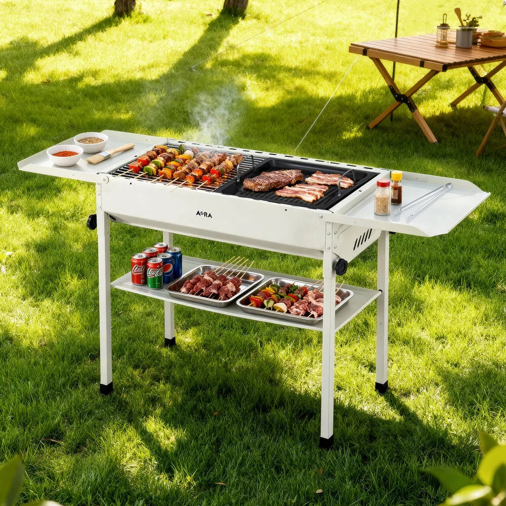 Grillz Portable BBQ Grill w/ Stainless Steel Racks & Pans
