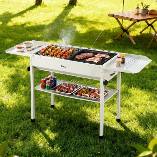 Grillz Portable BBQ Grill w/ Stainless Steel Racks & Pans