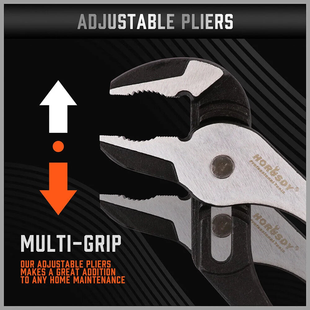 Groove Joint Pliers Set 2Pc Multi Grip Heavy Duty Non-Slip