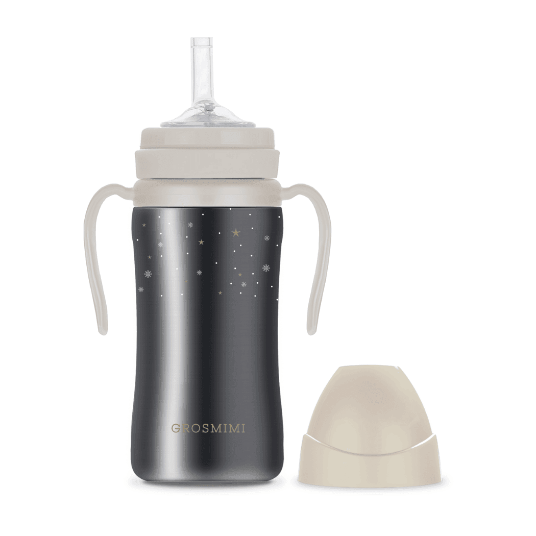 Grosmimi Dark Stainless Straw Cup 300ml White