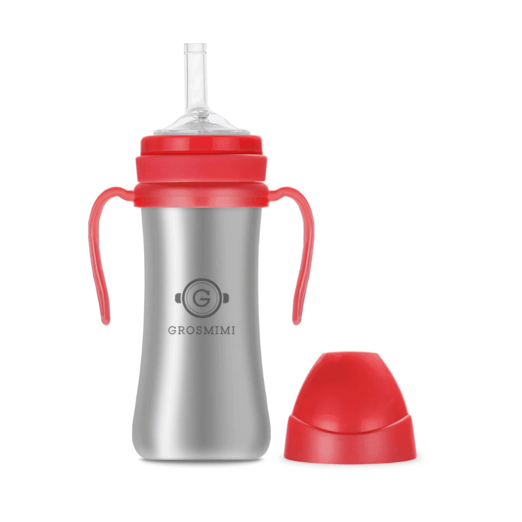 Grosmimi Dark Stainless Straw Cup 300ml White