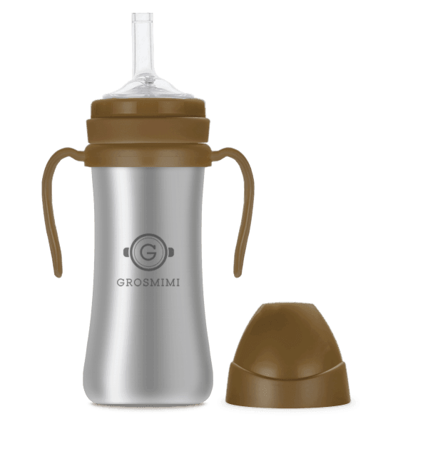Grosmimi Stainless Straw Cup 200ml Gold brown