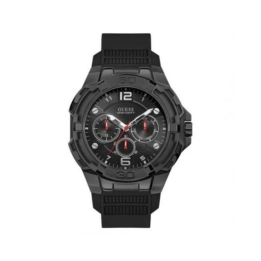 Guess Men’s Black Silicone Watch - One Size - Fashion >
