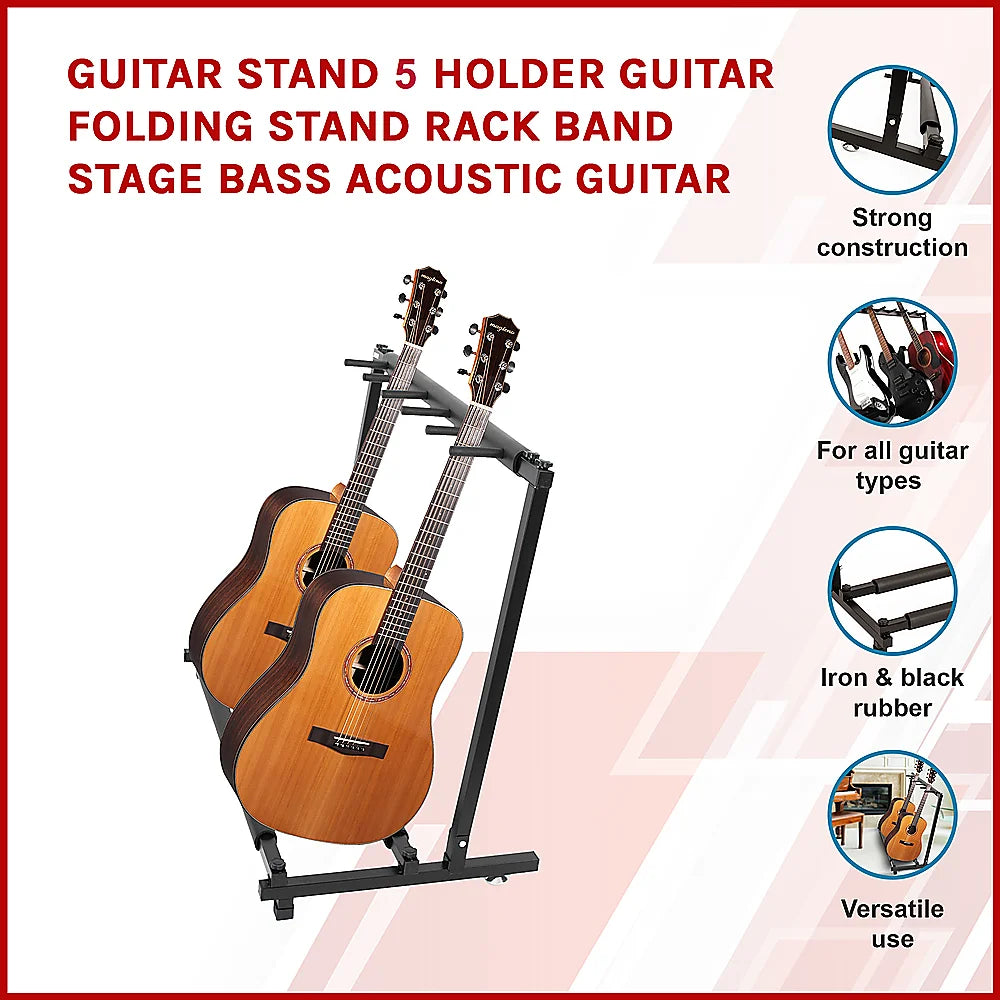 Guitar Stand 5 Holder Guitar Folding Stand Rack Band Stage