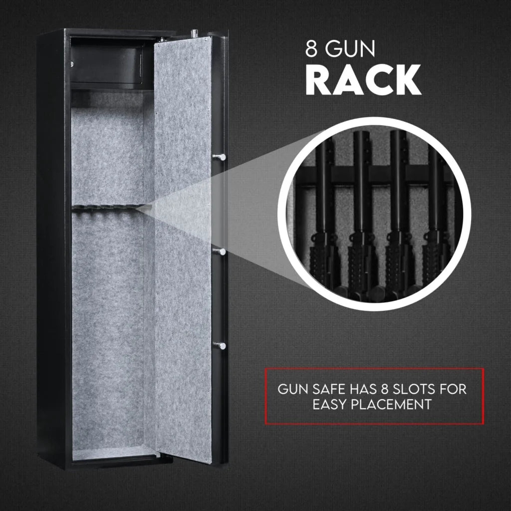 Gun Safe 8 Firearm Rifle Storage Lockbox Steel Cabinet