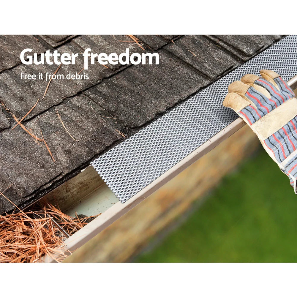 Gutter Guard Set of 60 Aluminium Leaf Mesh 100x20cm Brush