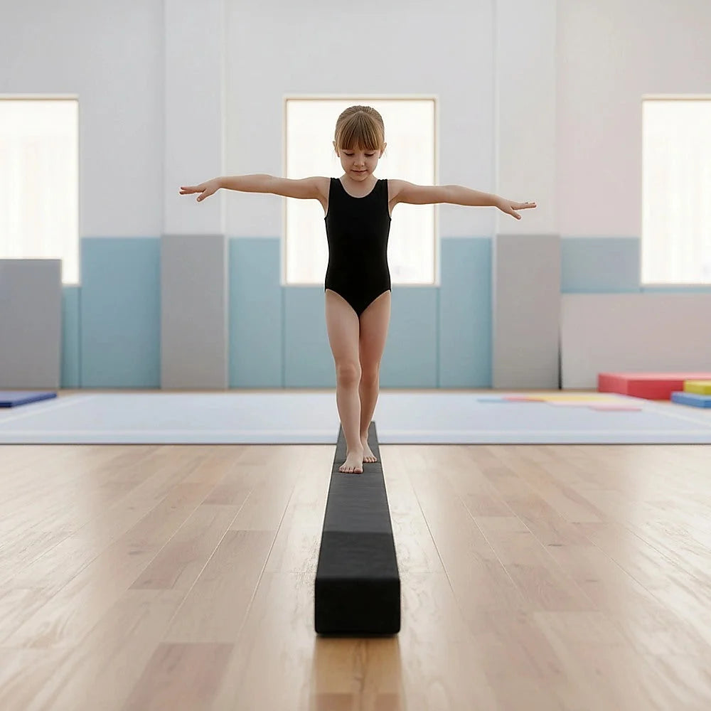 Gymnastics Folding Balance Beam 2.2m - Black Synthetic