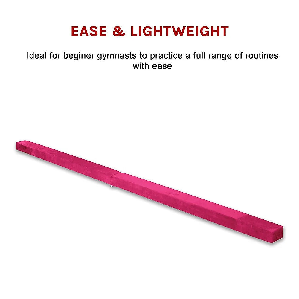 Gymnastics Folding Balance Beam 2.2m - Pink Synthetic Suede