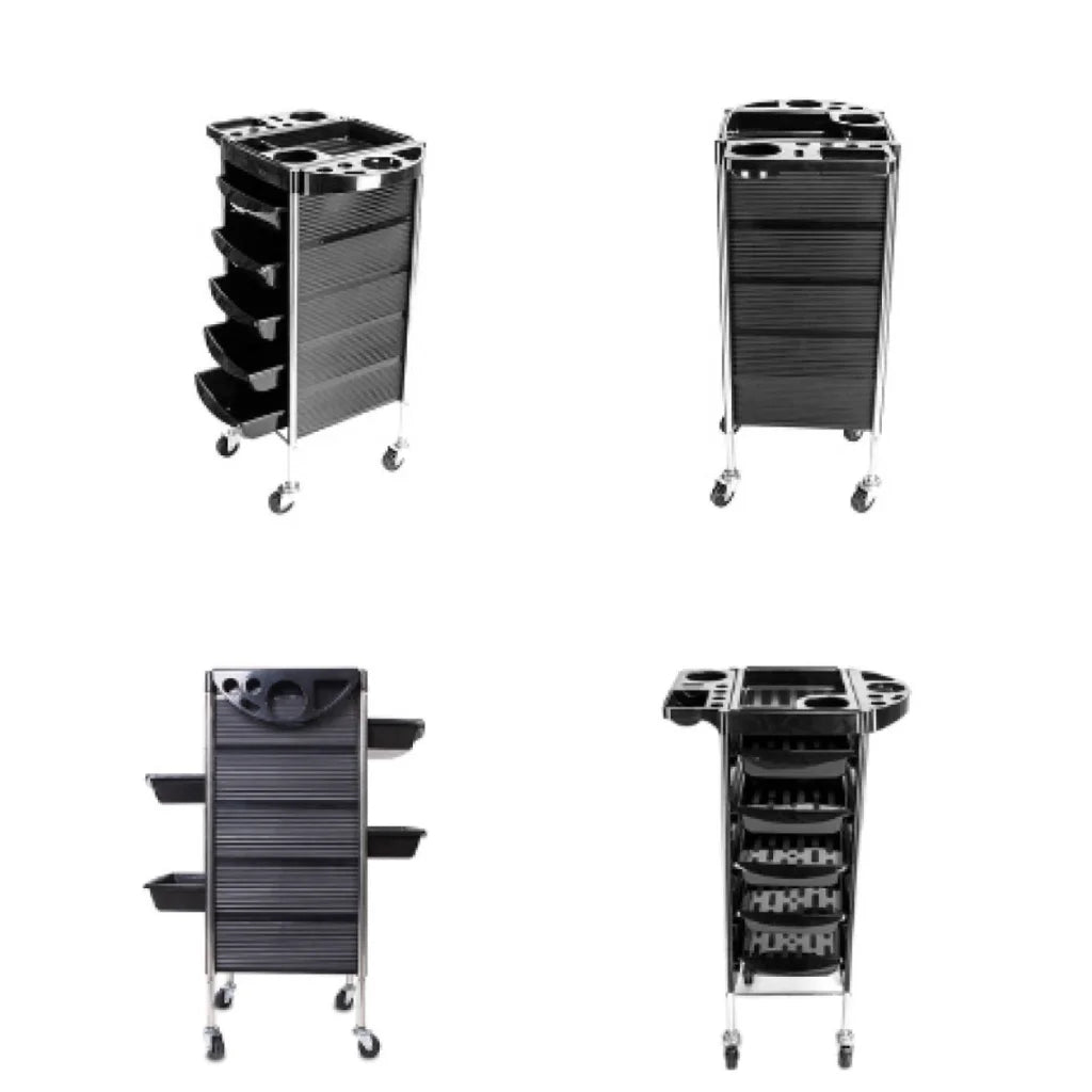 Hairdressing Trolley 5 Drawer Black 90x30x36cm Hair Salon