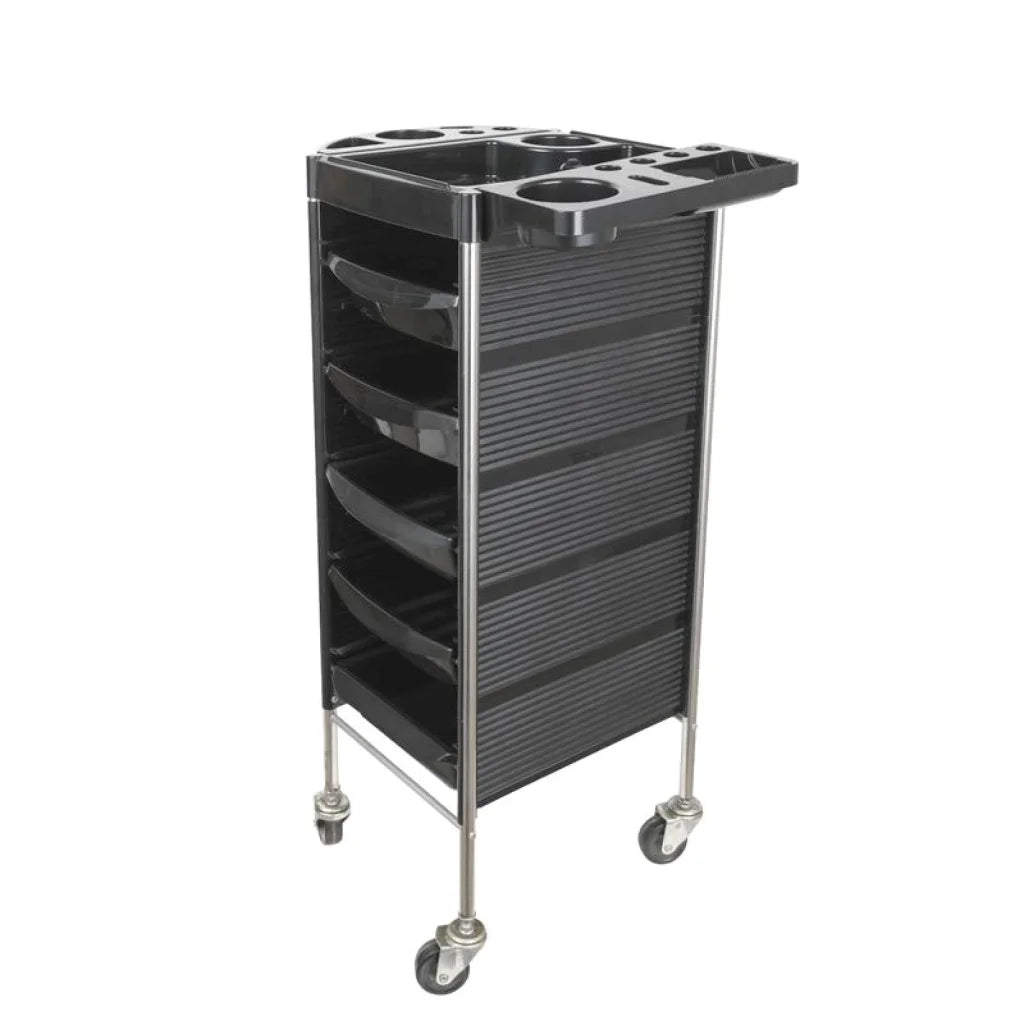 Hairdressing Trolley 5 Drawer Black 90x30x36cm Hair Salon