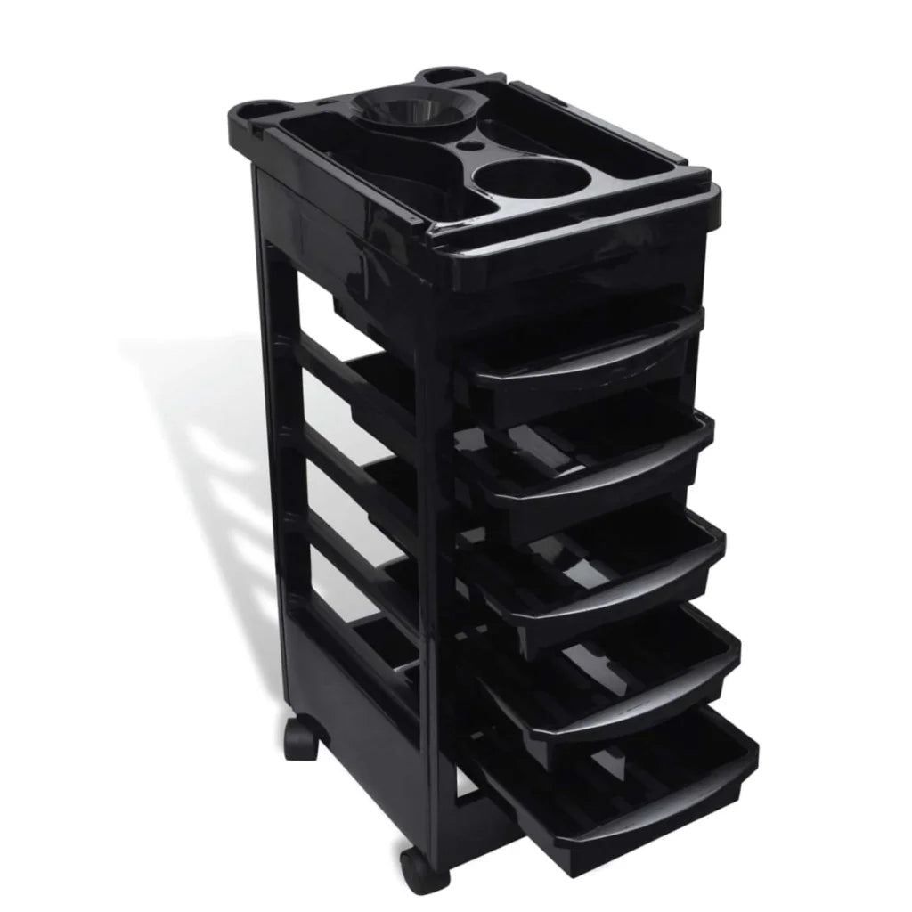 Hairdressing Trolley Six Tier Black 82x49x32cm Salon Hair
