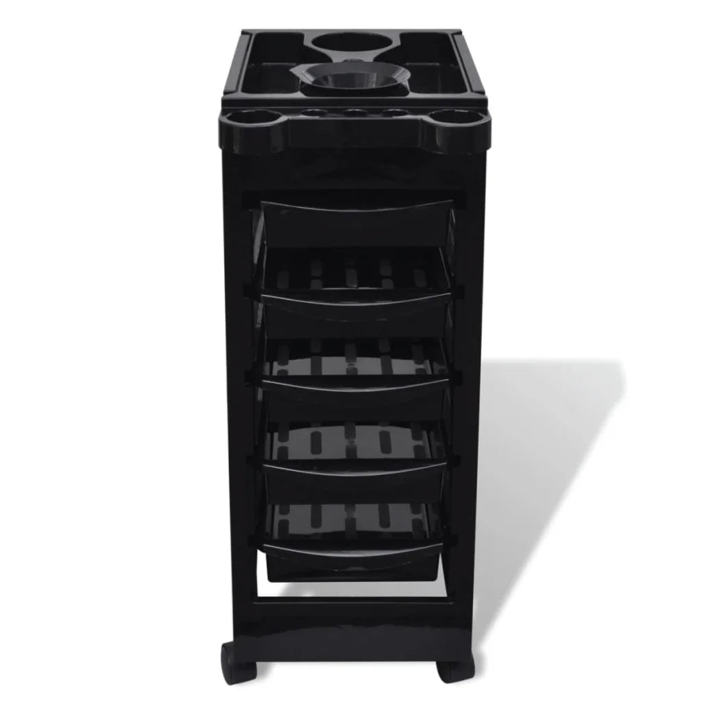 Hairdressing Trolley 6 Tier Black Salon Hair Colouring Rolling Cart