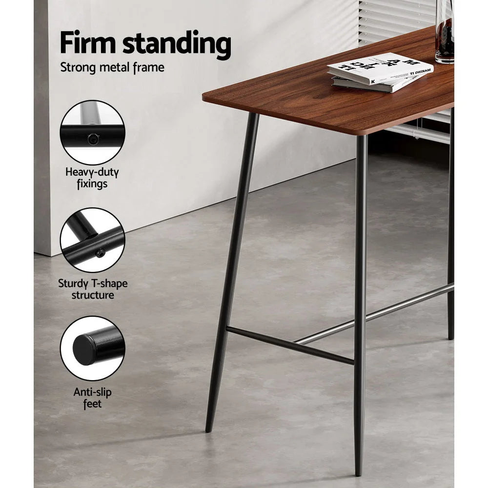 Wood wooden 120cm dining table with lower support frame and fitted legs