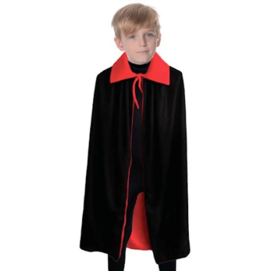 Halloween Kids Fancy Cape Red Black Long Cloak Coat Witch
