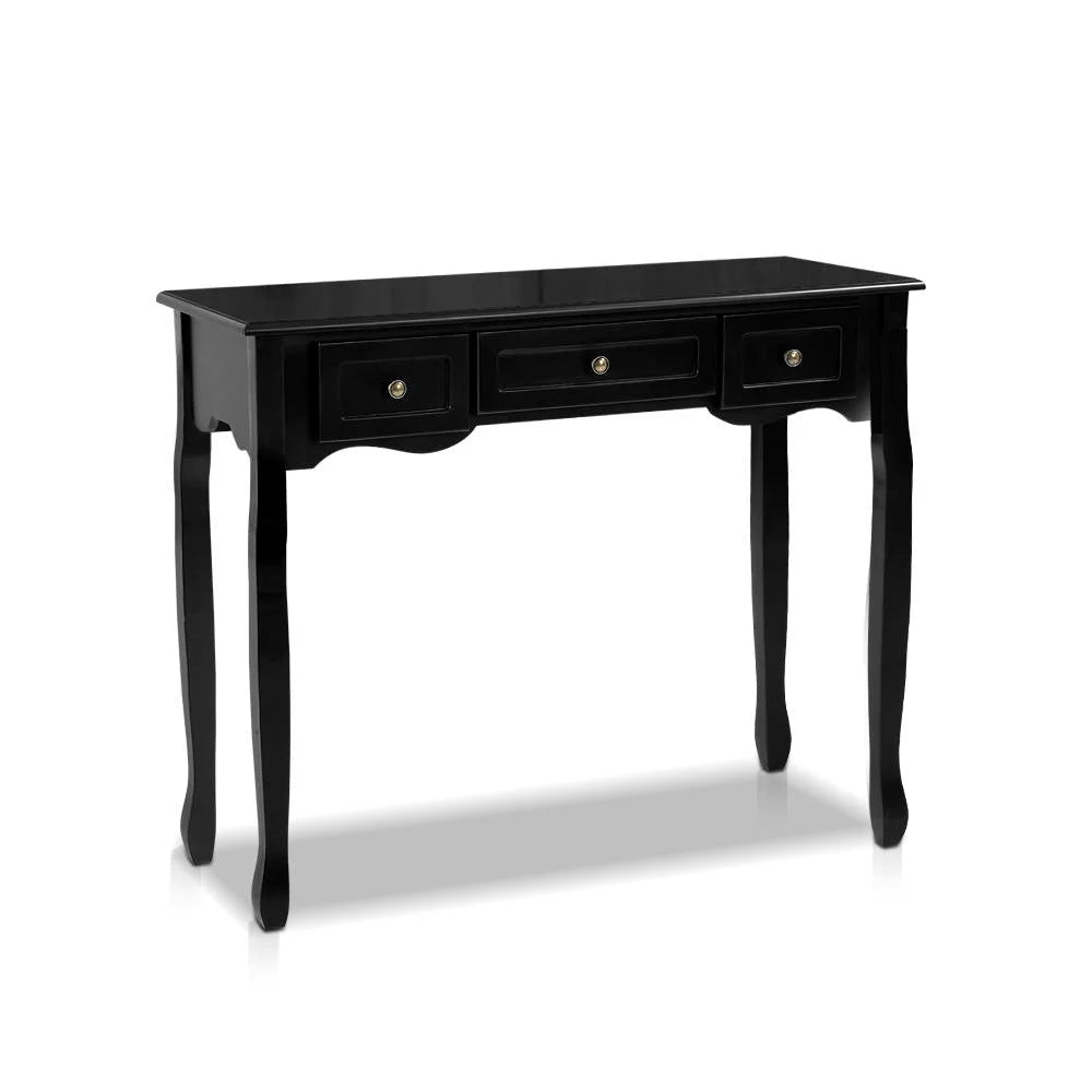 Hallway Console Table 3 Drawer Black Side Dressing Entry