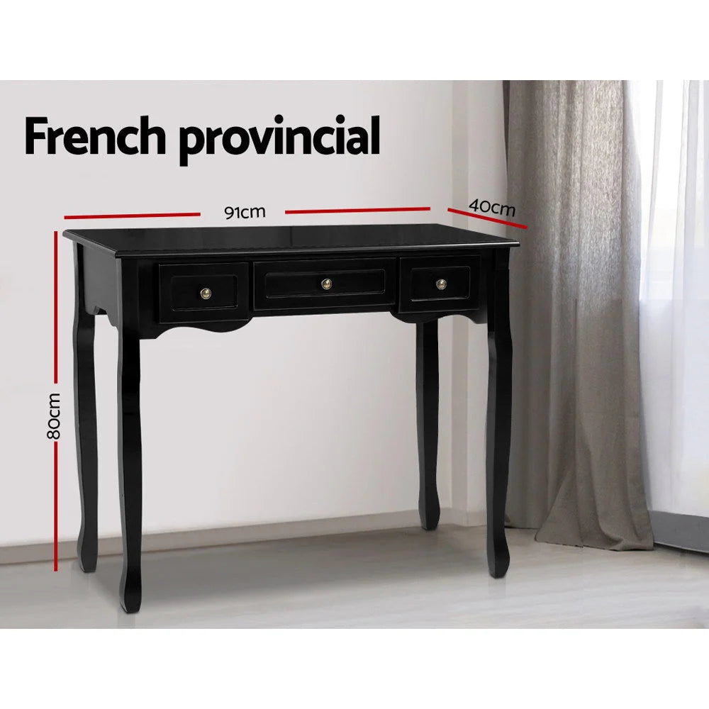 Hallway Console Table 3 Drawer Black Side Dressing Entry