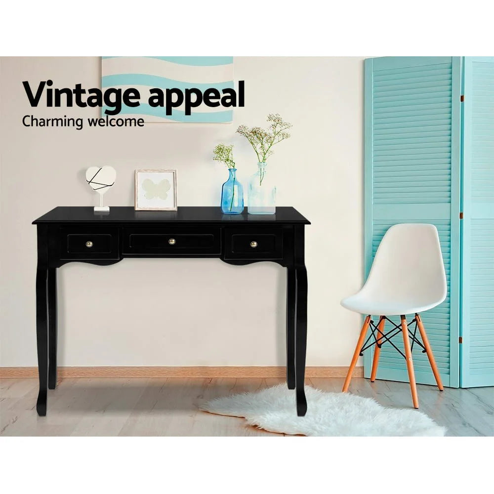 Hallway Console Table 3 Drawer Black Side Dressing Entry