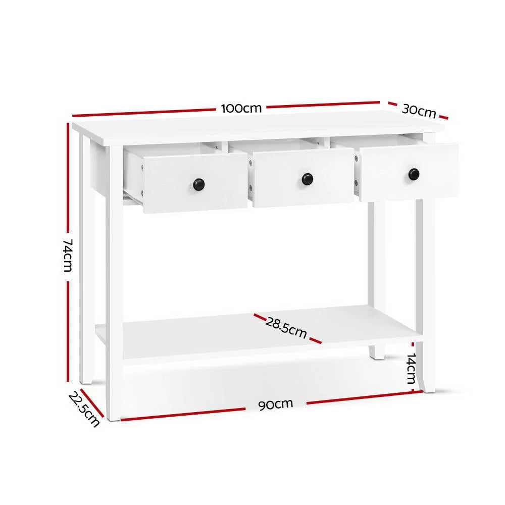 Desk with hallway console table entry