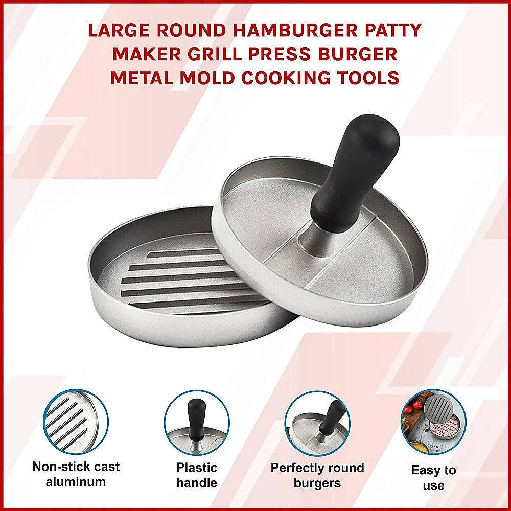 Hamburger Patty Maker Large Round Grill Press Burger Metal