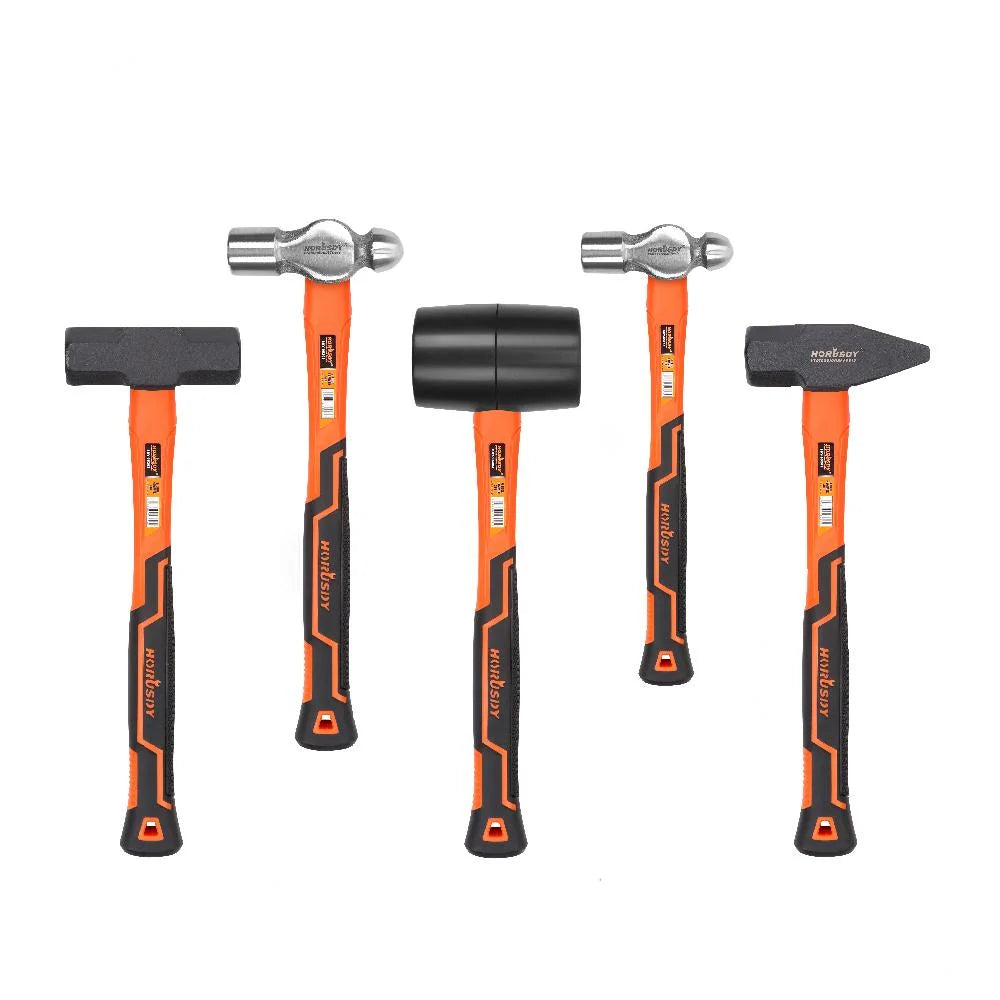 Hammer Set 5Pc Rubber Ball Pein Sledge Cross Pein Mallet