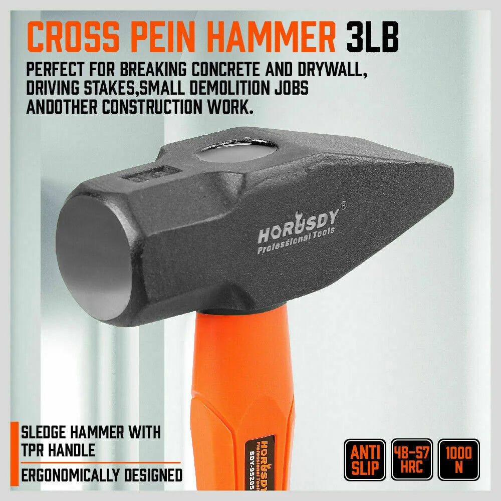 Hammer Set 5Pc Rubber Ball Pein Sledge Cross Pein Mallet