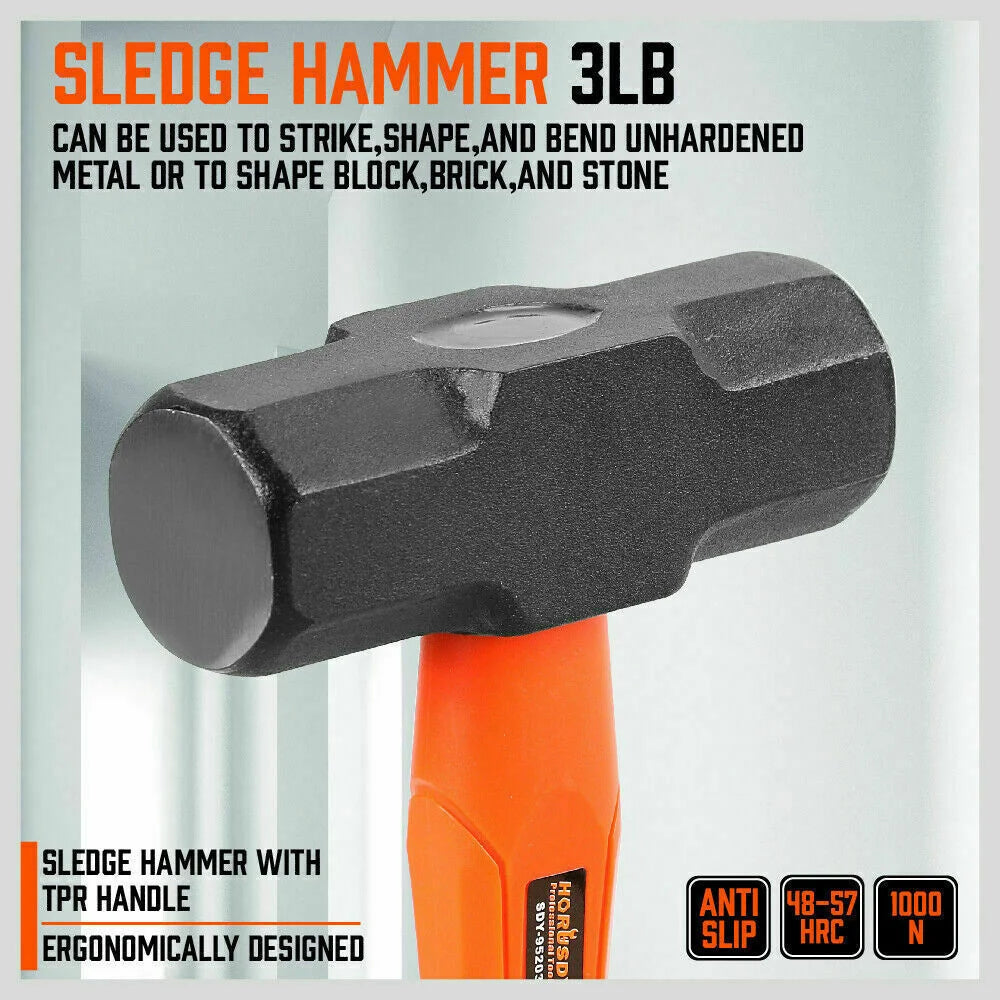 Hammer Set 5Pc Rubber Ball Pein Sledge Cross Pein Mallet