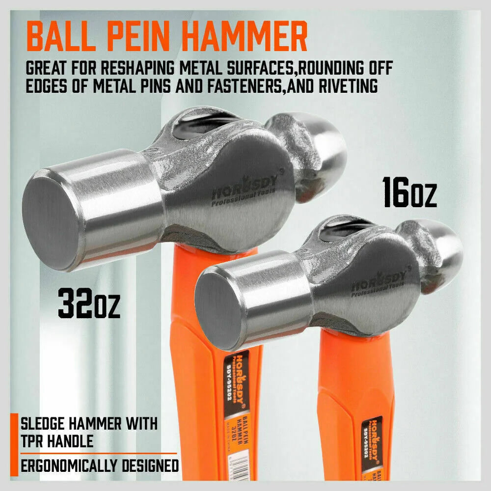 Hammer Set 5Pc Rubber Ball Pein Sledge Cross Pein Mallet