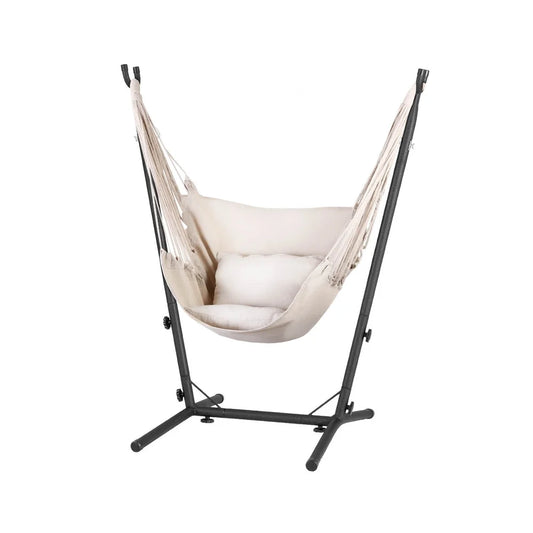 Hammock Chair Outdoor Camping Hanging with Stand - Cream