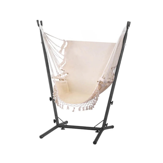 Hammock Chair Outdoor Camping Hanging with Stand - Cream