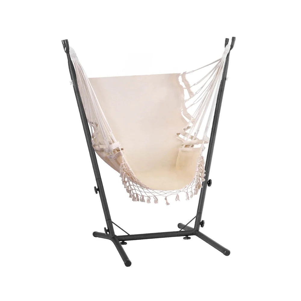 Hammock Chair Outdoor Camping Hanging with Stand - Cream