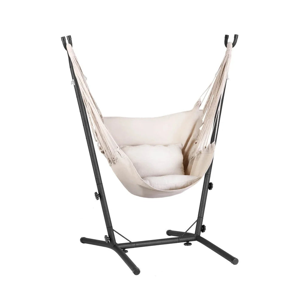 Hammock Chair Outdoor Camping Hanging with Stand - Cream