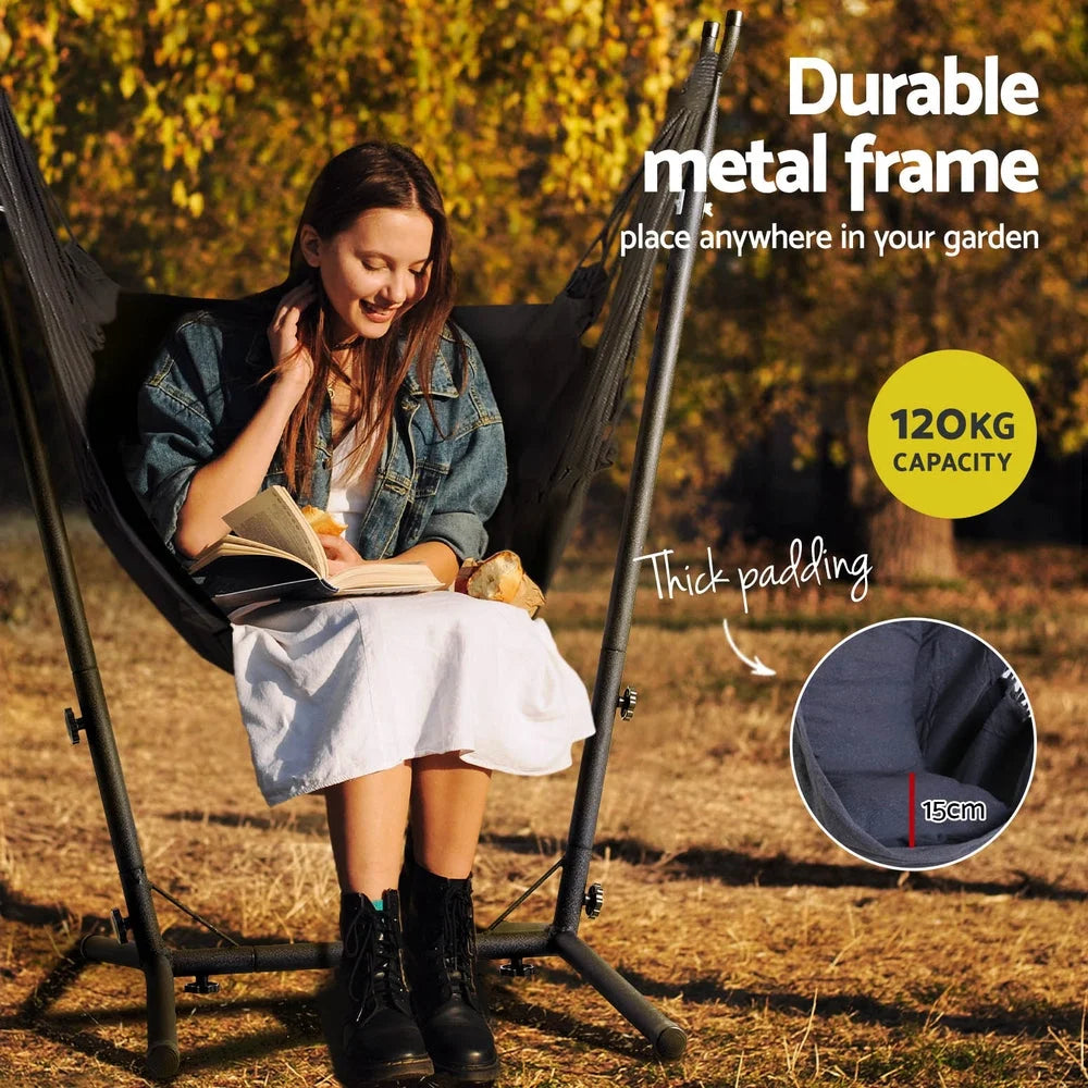 Hammock Chair Outdoor Camping Hanging with Stand - Grey