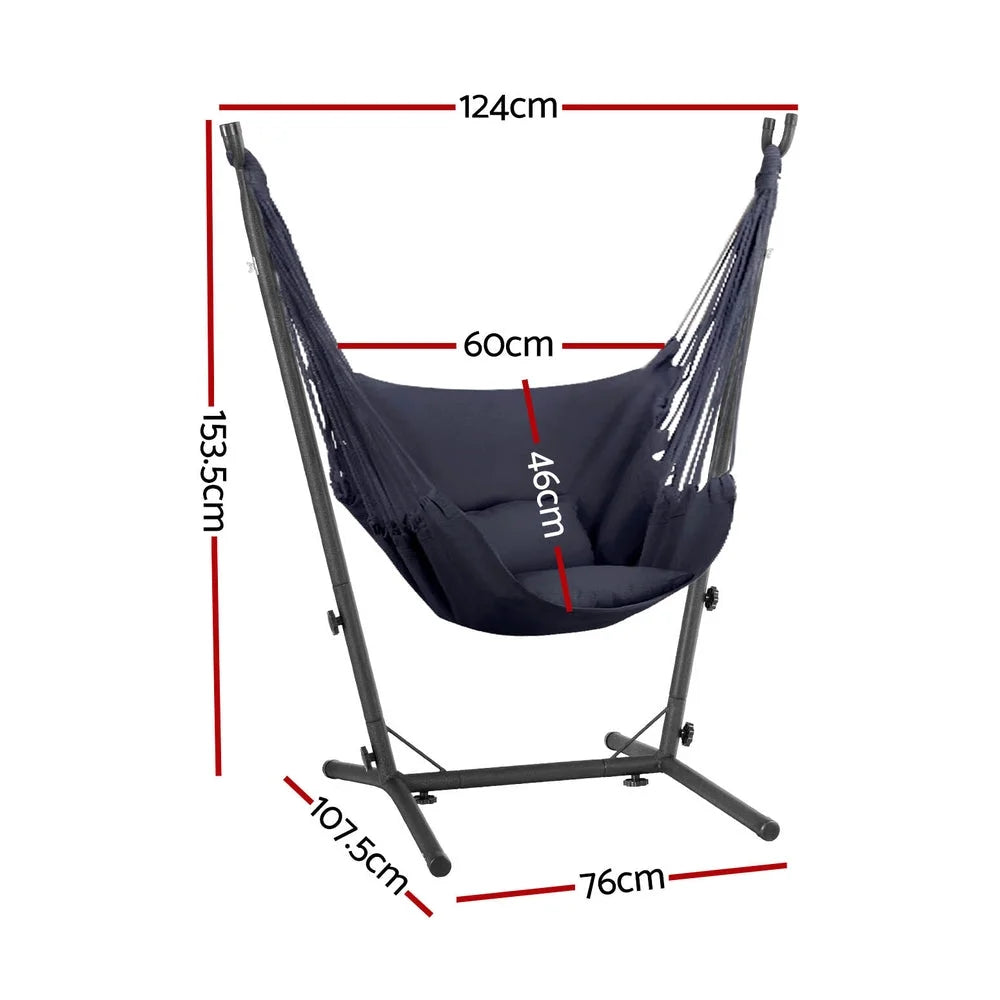 Hammock Chair Outdoor Camping Hanging with Stand - Grey