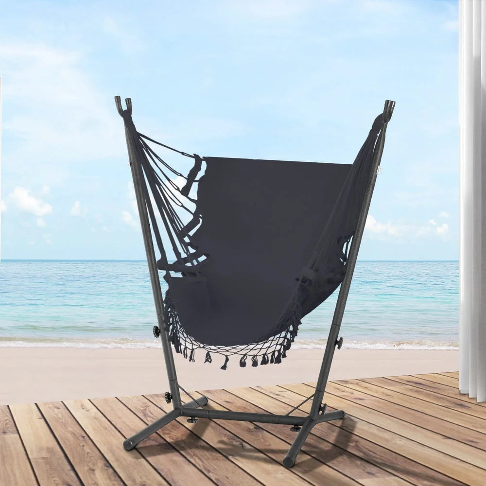 Hammock Chair Outdoor Camping Hanging with Stand - Grey