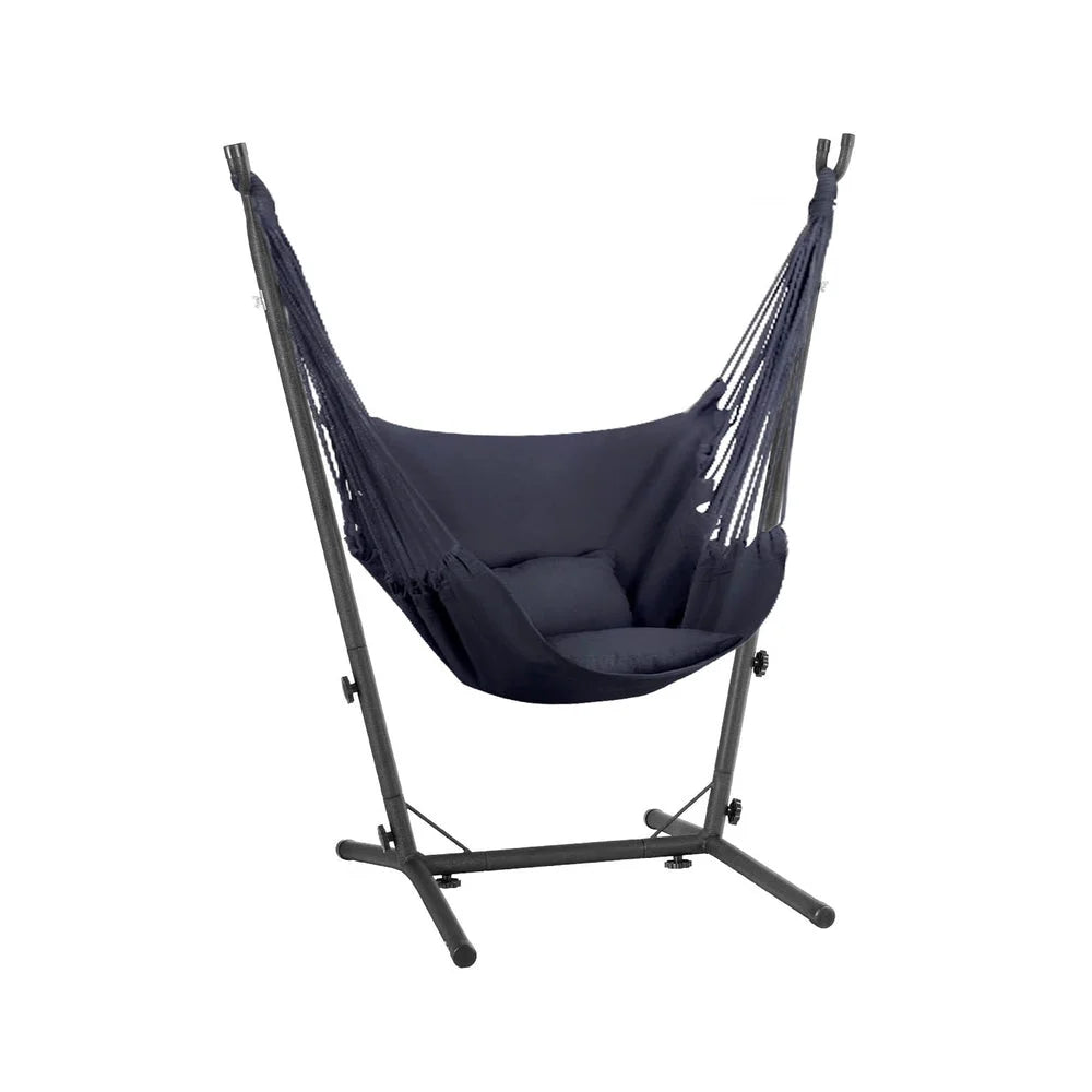 Hammock Chair Outdoor Camping Hanging with Stand - Grey