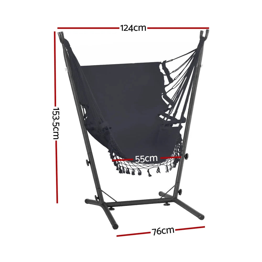 Hammock Chair Outdoor Camping Hanging with Stand - Grey