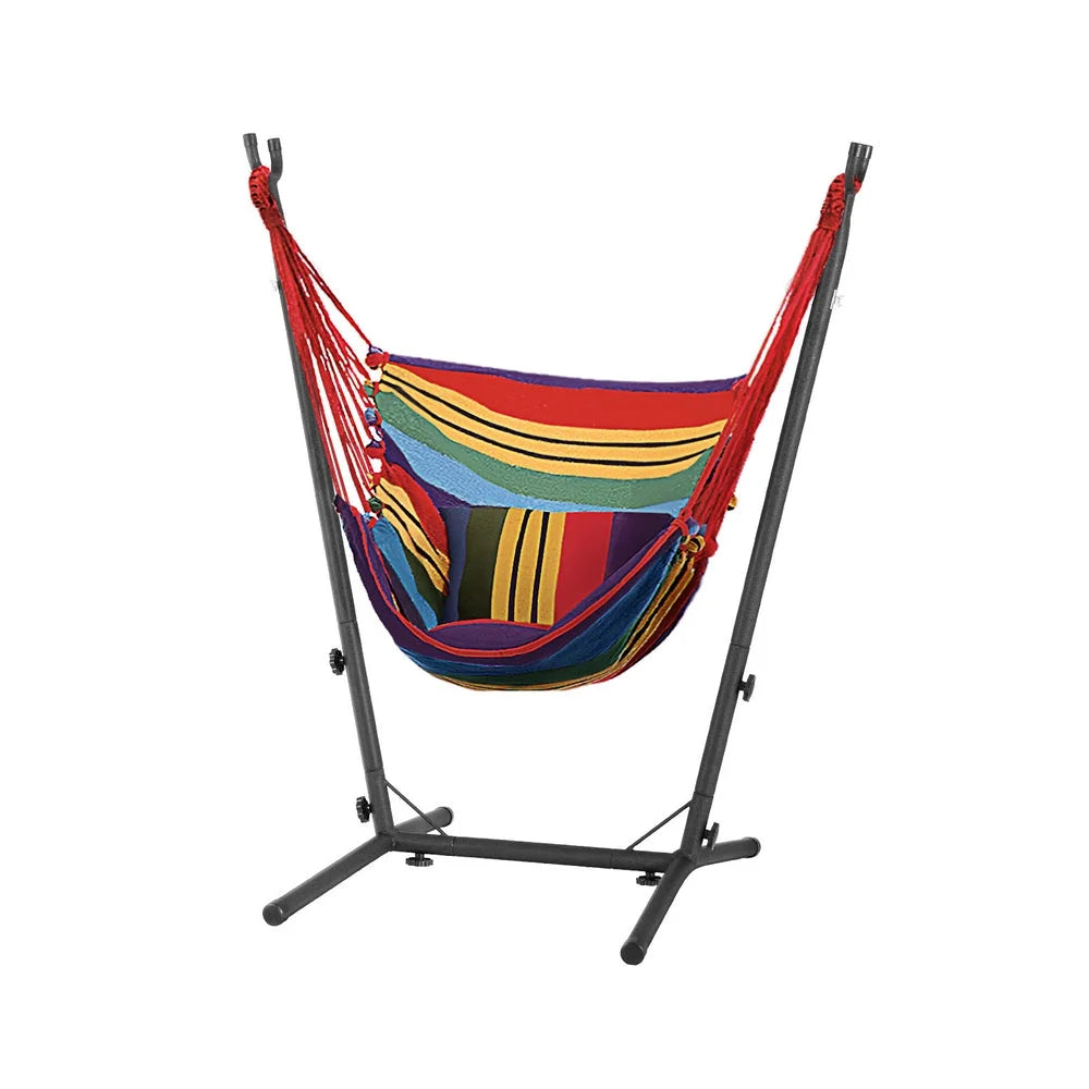 Hammock Chair Outdoor Camping Hanging with Stand - Rainbow