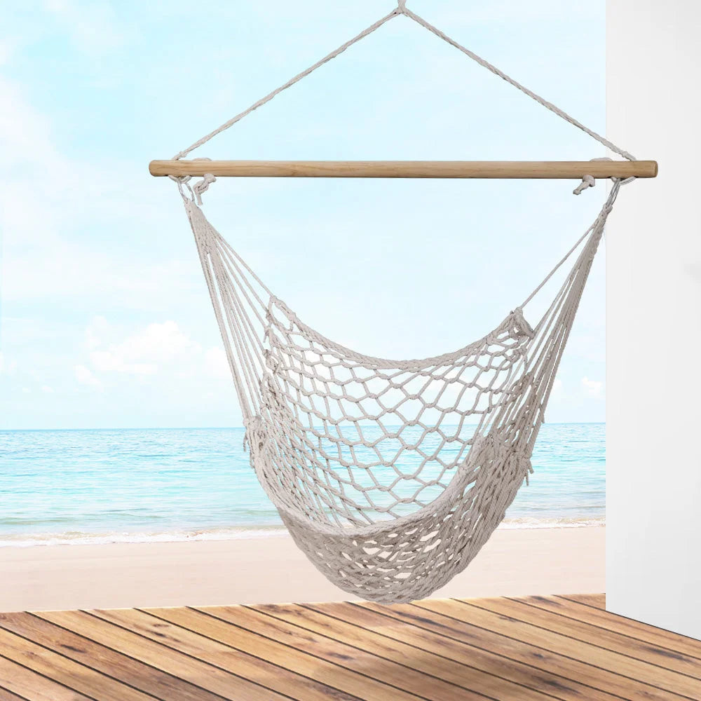 Hammock Chair Outdoor Hanging Camping Mesh Indoor - Cream
