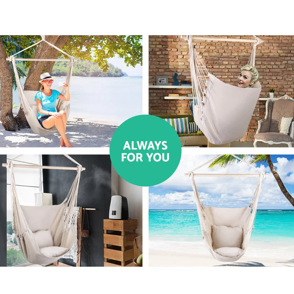Hammock Swing Chair - Cream - Gardeon